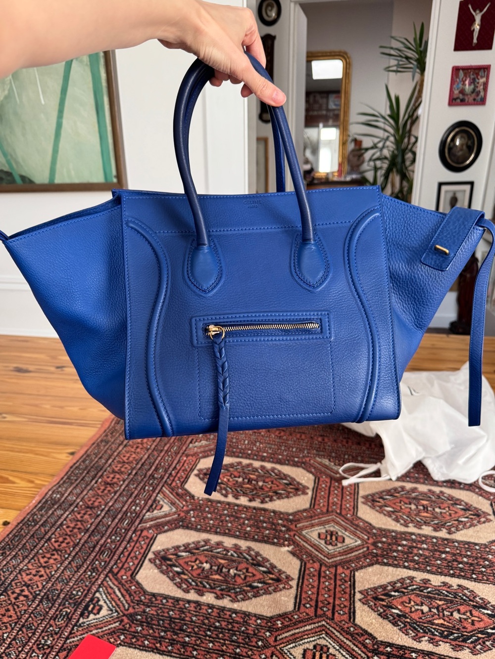 Celine Medium Phantom Luggage Tote Electric Blue Leather